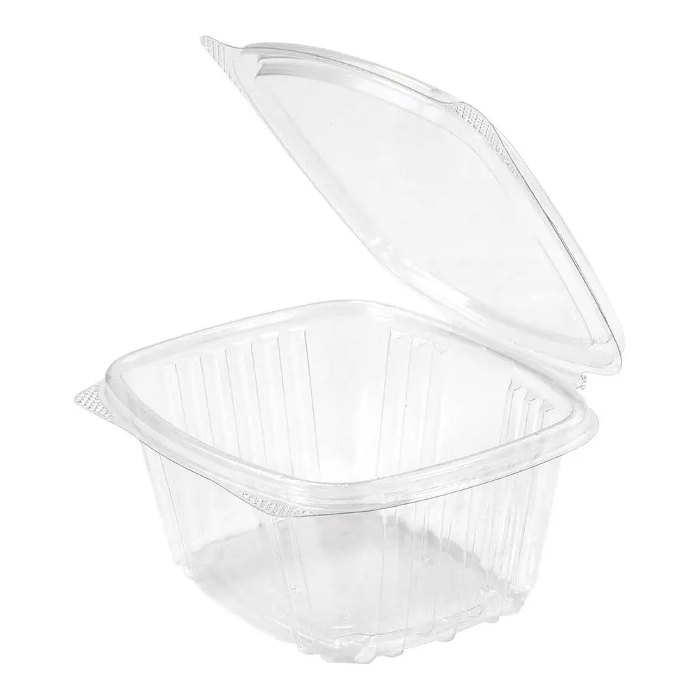 

16oz Clear PET Hinged Deli Container, Recyclable, 30% Post-Consumer Content, BPA-Free, Made in USA, 5.50 x 4.88 x 2.50, Case of