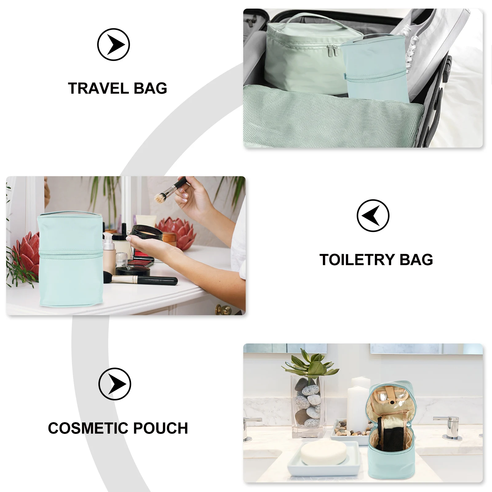 

Travel Makeup Bag Large Capacity Lightweight Portable Toiletries Pouch Cylinder Style Cosmetics Case Storage Bucket Bag For Home