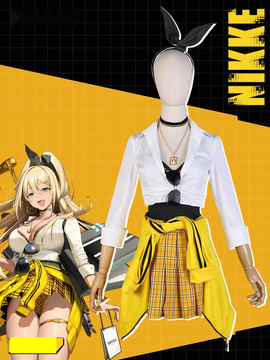 

Game NIKKE The Goddess of Victory Cosplay Rupee Sports Suits Sexy Leopard Vest Underwear Anime JK Skirts Jackets Tops Sunglasses