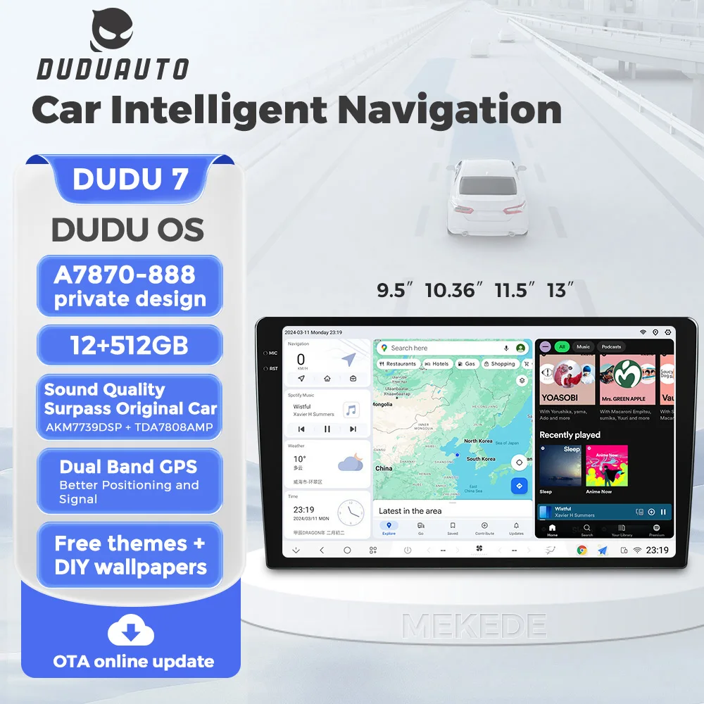 DUDUAUTO DUDU 7 DUDU7 Android 13 Wireless CarPlay Auto Universal 9.5