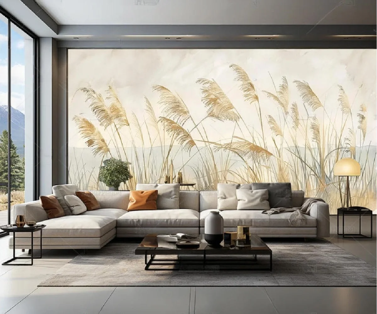 Custom Mural Wallpaper Wall Painting Chinese style flower bird flower reed Photo Wall Paper Cafe Restaurant Backdrop Wall Decor