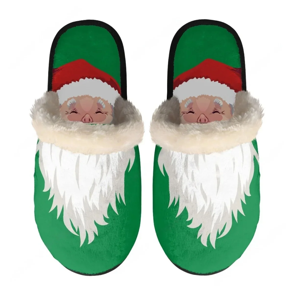 

Santa Claus with White Beard Slippers Mens Womens Home Cotton Plush Bedroom Keep Warm Customized Thermal Lightweight Slipper