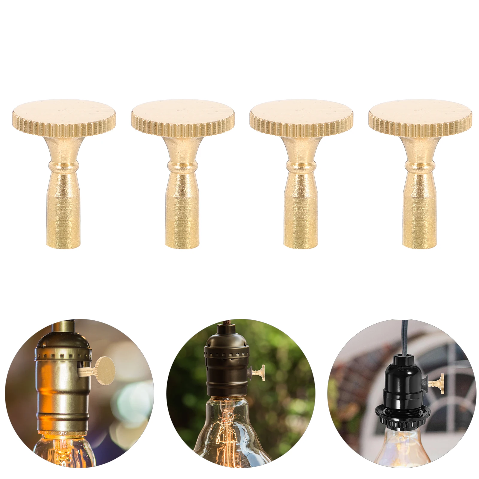 

4pcs Lamp Turn Knob Replacement Metal Light Socket Switch Knobs Universal Chrome Finish For Table Floor Lamps Golden