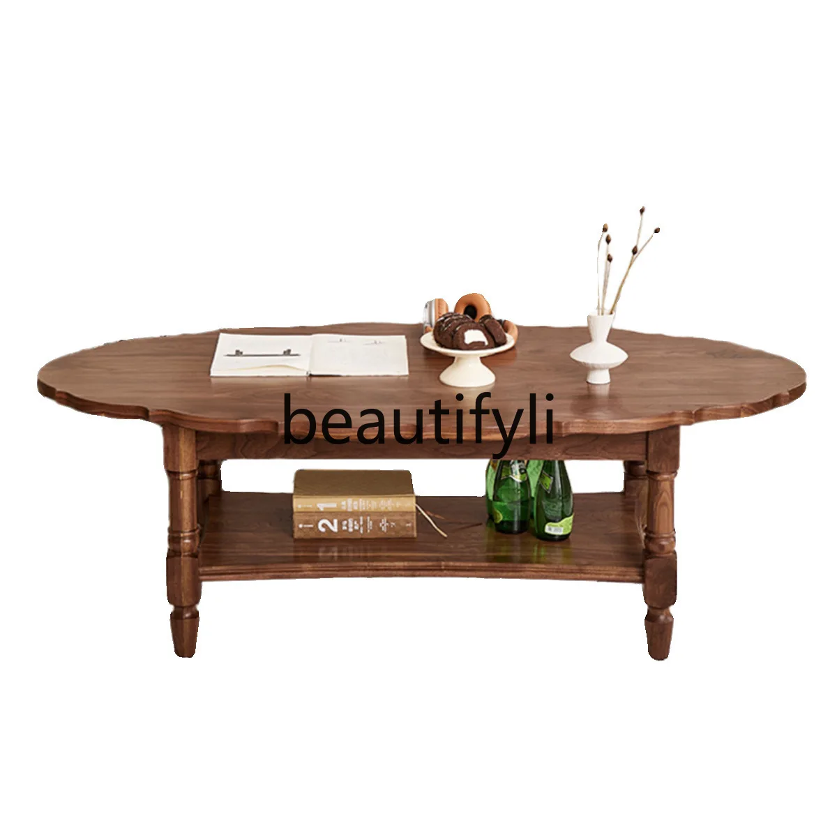 

Nordic Retro Solid Wood Coffee Table Living Room Full Solid Wood Black Walnut Minimalist Tea Table Modern Simple