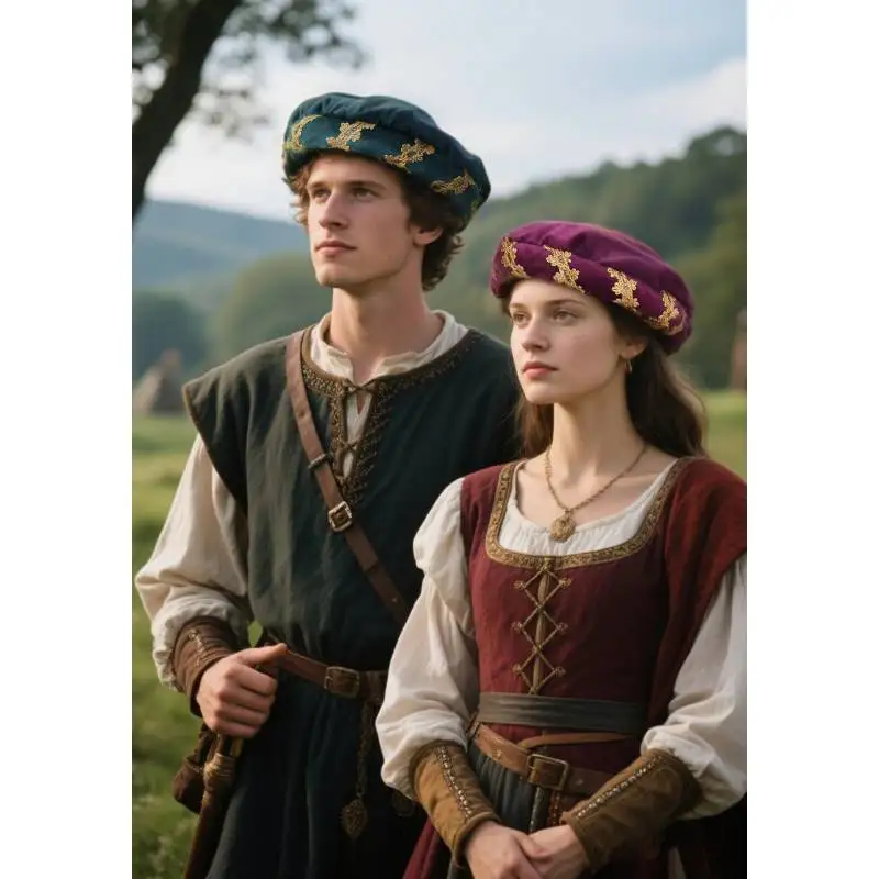 DAZCOS IN STOCK Renaissance Stuffed Circlet Hat Medieval Padded Roll Hat Renaissance Coif Cap Velvet Headpiece Bourrelet Bonnet