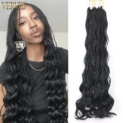 VERVES Crochet Hair Synthetic French Curls Braiding Hair Box Braids Extensions For Women 24 inch Loose Wave Curly Mixed Black