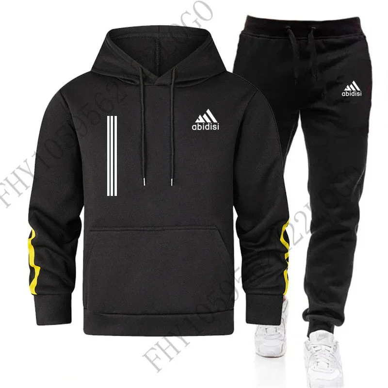 New men\'s autumn and winter leisure fashion sports hoodie set 2024 sports jogging fitness jacket and sweatpants 2 sets