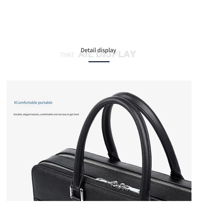 Echtleder Herren-Aktentasche Rindsleder Business Multifunktionale Laptoptasche Große Kapazität Handtasche – Detail 21