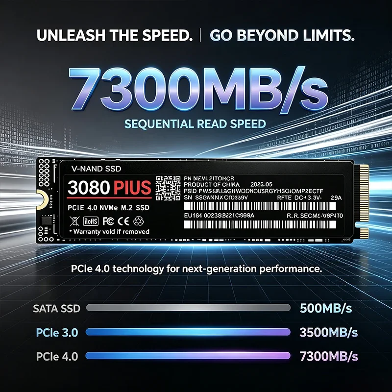 M2 NVMe PCIe4 SSD 3080 PLUS 500GB 1TB 2TB 4TB Internal Solid State Drive for Gaming Office PC Laptop High Speed Pro SSD PC