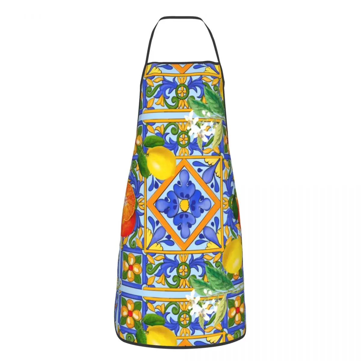 Custom Unisex Sicilian Tiles Summer Fruit Oranges Lemons Bib Apron Adult Women Men Chef Tablier Cuisine for Cooking Painting