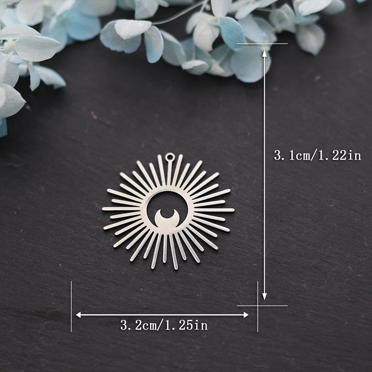 3Pcs Stainless Steel Hollow Heart Sun Pendant Metal Sunshine Charms for DIY Jewelry Making Necklace Earrings Supplies Finding