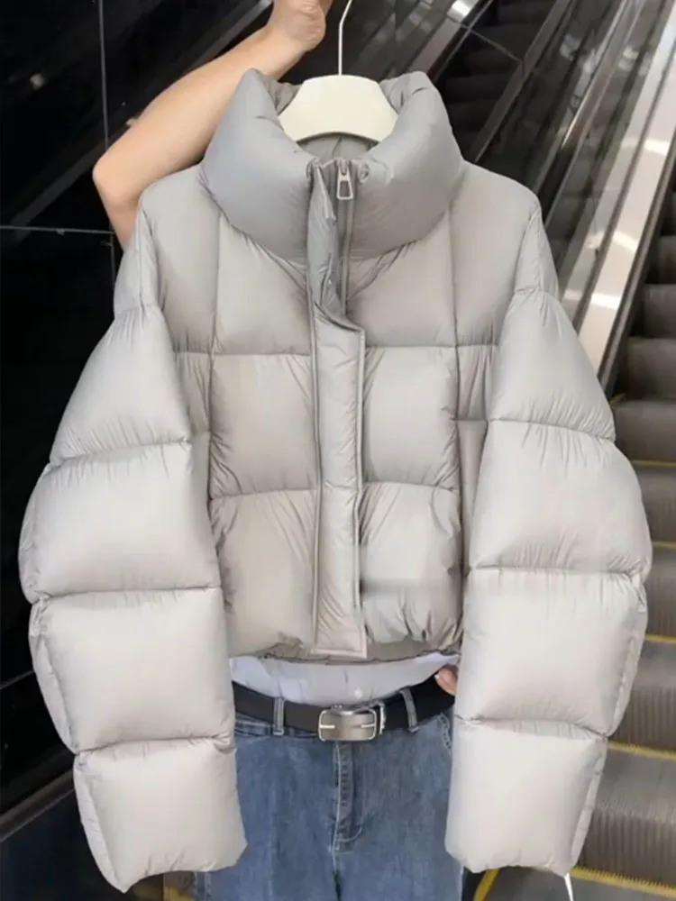 Korean Sle ey ort Thiened Women's down Jaet Winter Warm Outerwear Bread Commute Sle Polyester Fiber