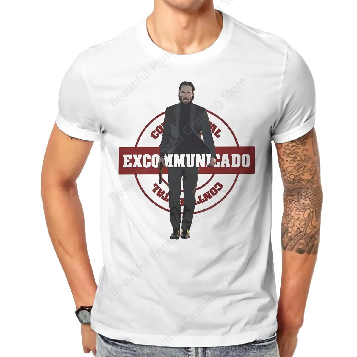 John Wick Film Men Women Cool T-shirt John Wick excommunicado fanart Funny Printing  T-shirts Fashion Loose Tops