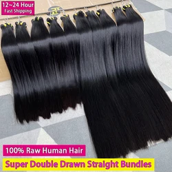 15A fasci di capelli umani lisci doppi disegnati 100% tessitura di capelli umani grezzi non trattati per le estensioni dei capelli delle donne colore naturale # 1B