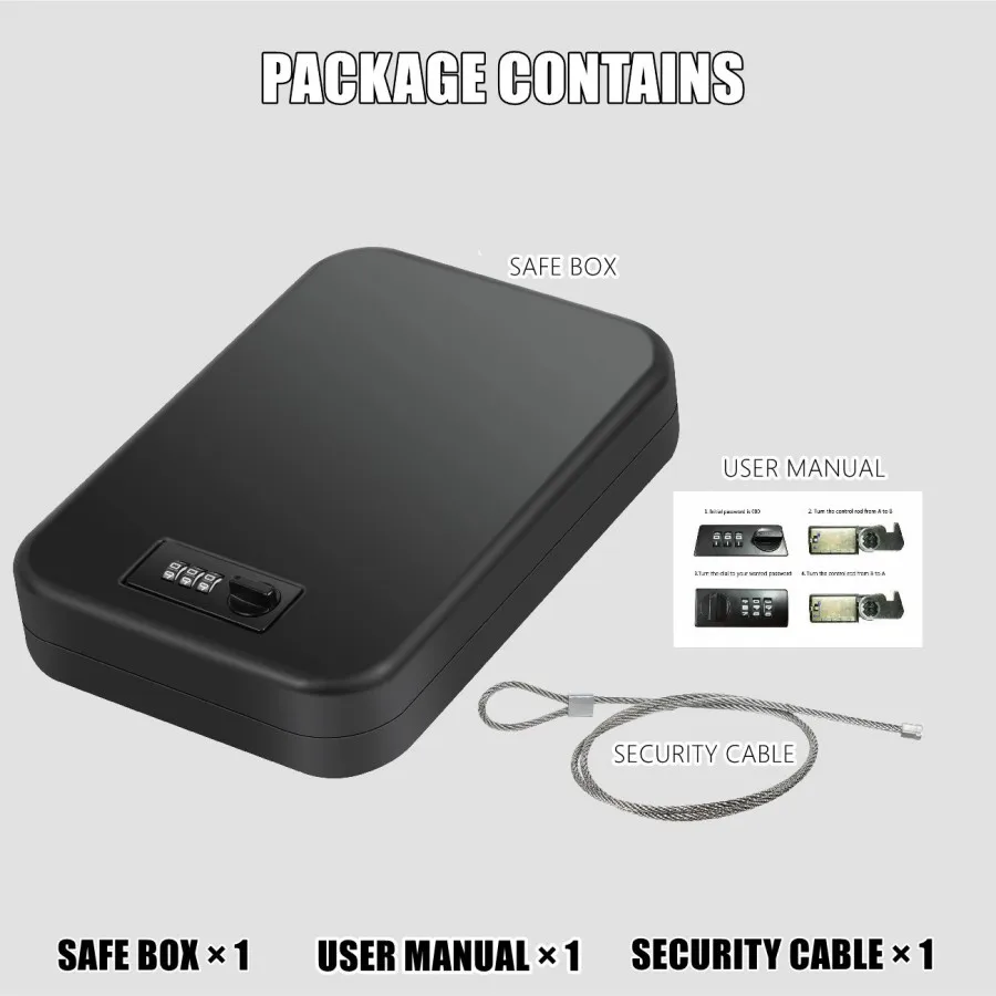 24x16.5x4.5cm gun safe box ammo metal case safes lock can safebox  keybox portable strongbox boxes safety security key money car