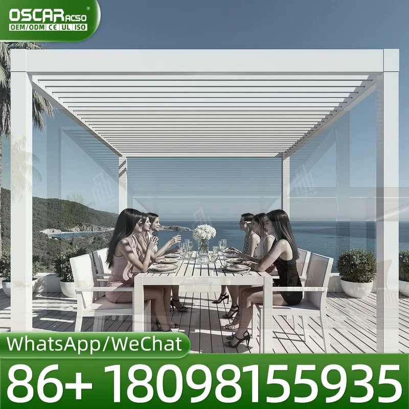 Patio Aluminum Roof Kits Garden Cover Gazebo Louvered Canopy Outdoor Pergola Backyard Deck Villa Weatherproof Shelter EU AUpergo
