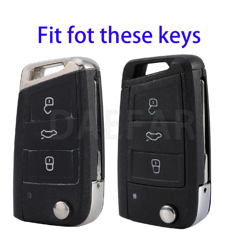 3 Button TPU Leather Flip Remote Car Fob Case Cover For VW Golf 7 Mk 7 Skoda Octavia Seat Leon Ateca 2020 - 2016 Key Ring