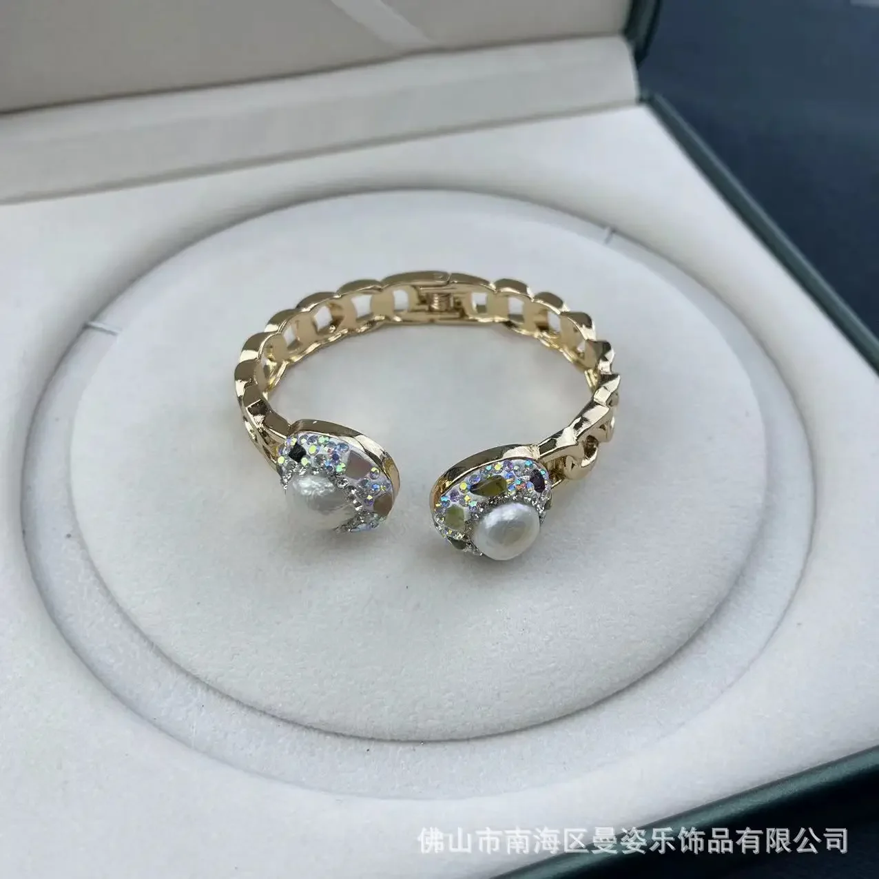 Baroque pearl clay inlaid tourmaline live color retention bracelet original design jewelry vintage jewelry