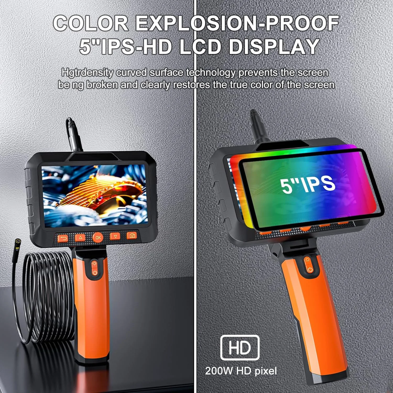 5 Inch Dual Lens 360-Degree Rotary Sewer Piping Drain Borescope Automotive Inspection Endoscope Camera 1080p Rotate For Cars 360