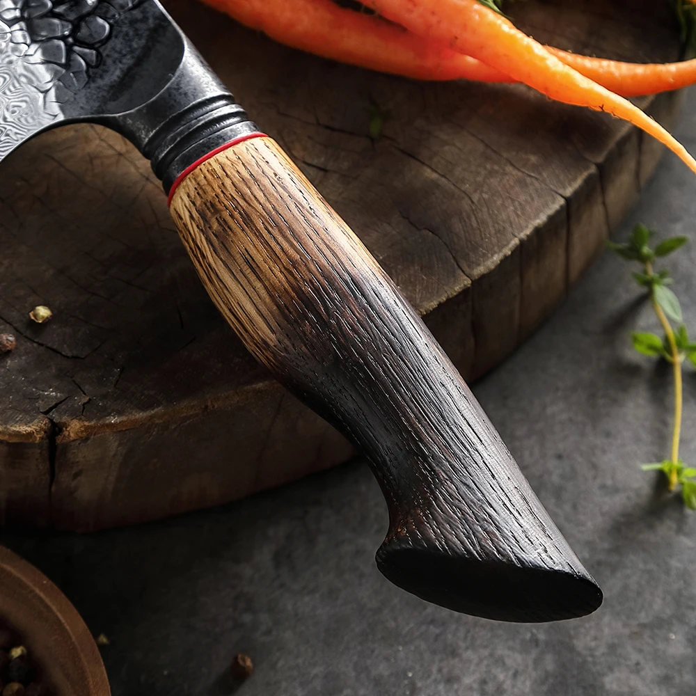 XINZUO 8.5 Inches Bread Knife Customized 67 Layers Damascus Steel North American White Oak+Red G10 Handle Lastingly Sharp