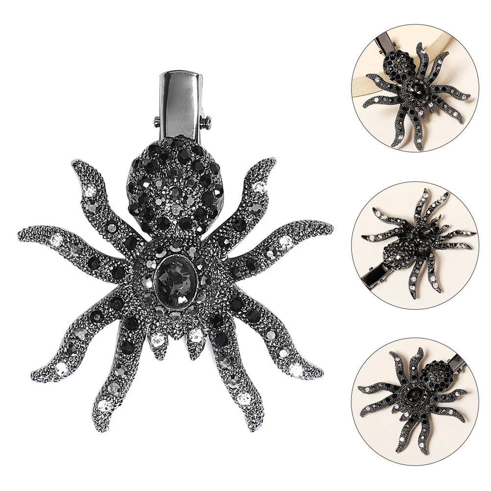 

Spider Hairpin Rhinestone Barrette Halloween Clip Clips for Barrettes Accessory Rhinestones