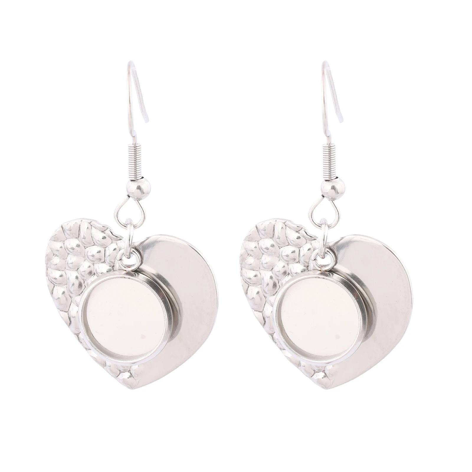 10 Stück Edelstahl Herz-Charm Ohrring-Basen Passend für 10mm Cabochon-Fassungen DIY Ohrring-Haken Zubehör