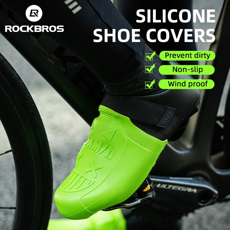 ROCKBROS Cycling Shoe Cover Waterproof Silicone Overshoes Bicycle Foot Toe Covers Wear-Resistant MTB Road Bike Shoe Protector