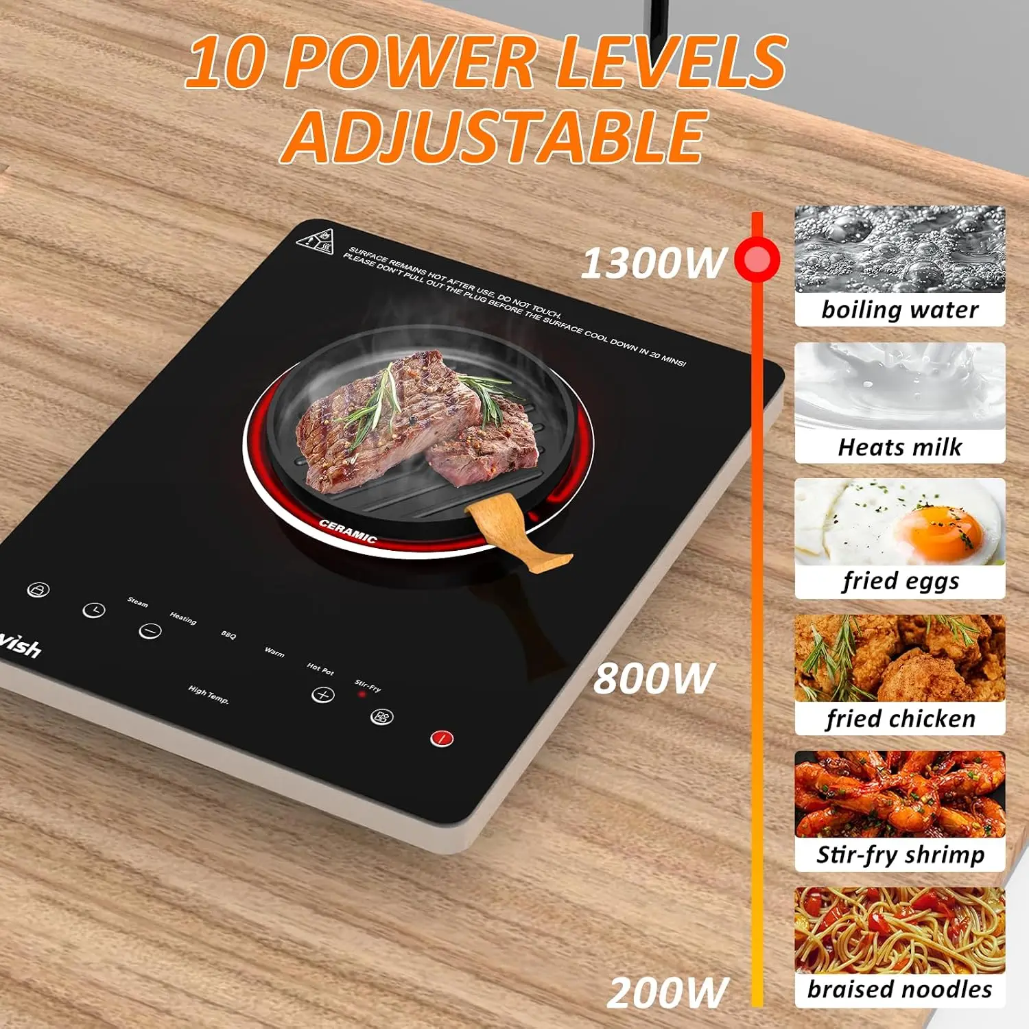 Electric Hot Plate Single Burner Electric Cooktop,1300W Portable Electric Stove with LED Touch,Child Lock,110V Glass