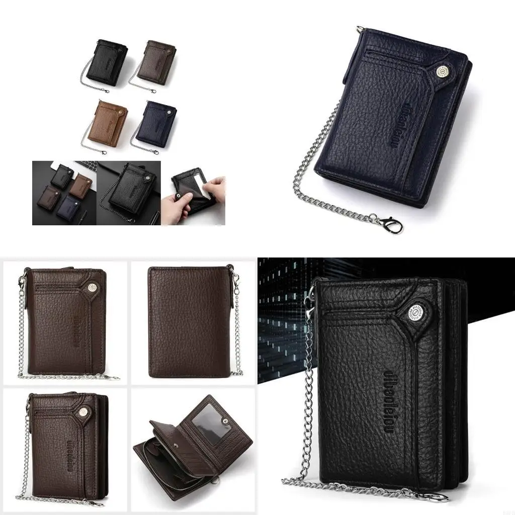 

Fashionable Card Holder PU Leather Wallet with Removable Chain for Car License