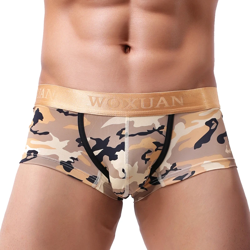 1PCS New Brand Male Panties Breathable Boxers Cotton Men Underwear U convex pouch Sexy Underpants Printed leaves Homewear Shorts