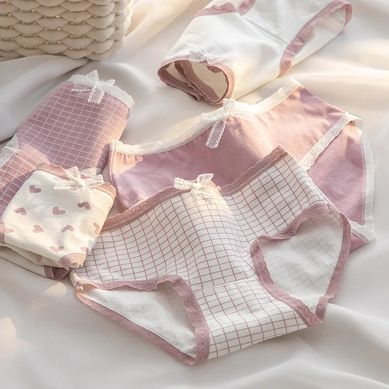 5 Teile/los Nette Liebe Baumwolle Höschen Für Frauen Unterwäsche Druck Panty Mädchen Slip Atmungsaktive Weiche Unterhose Weibliche Sexy Dessous – Detail 16