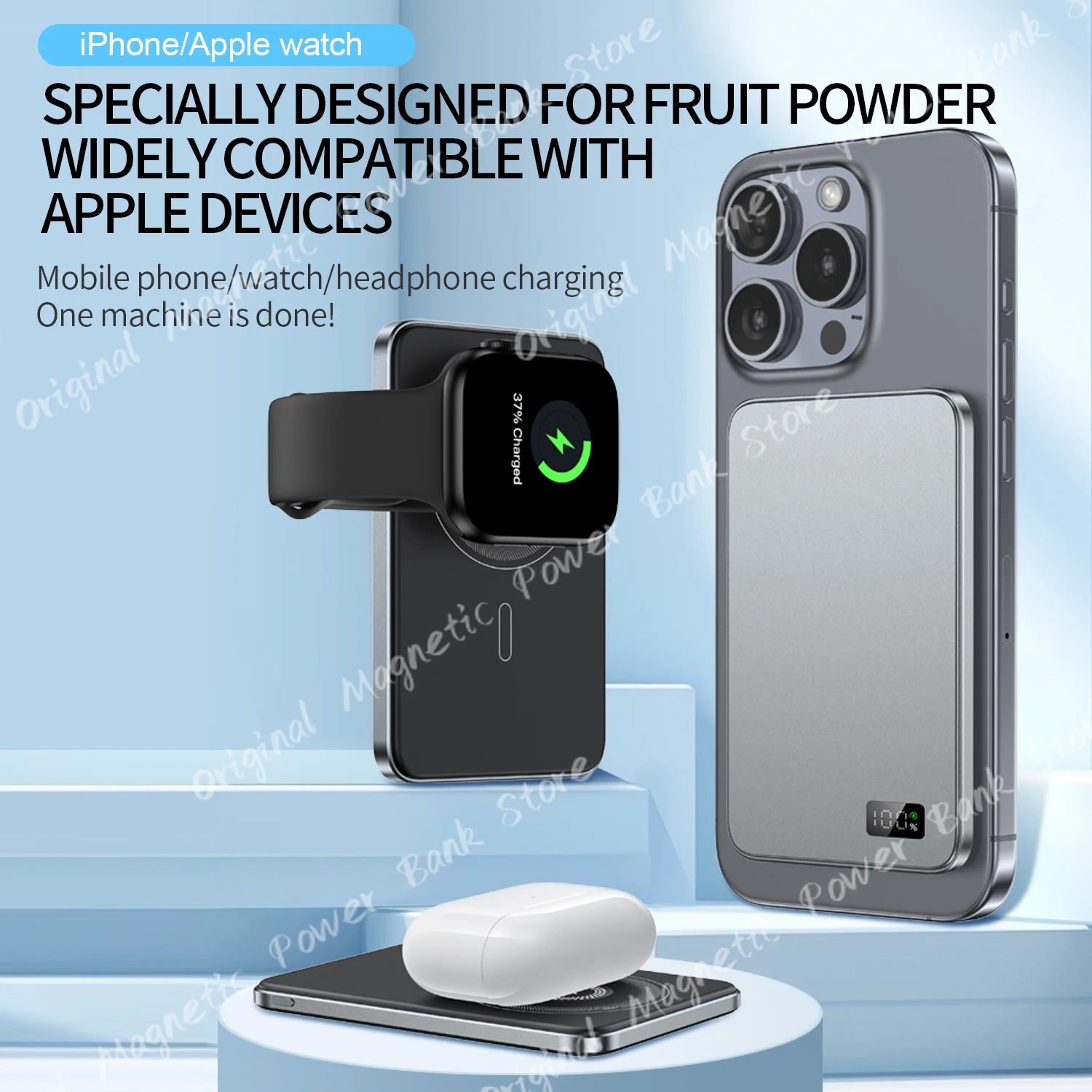 Brand Portable Magsafe PowerBank 30000mAh Wireless Fast Charger Slim Metal Power Bank External Spare Battery for IPhone16 Promax