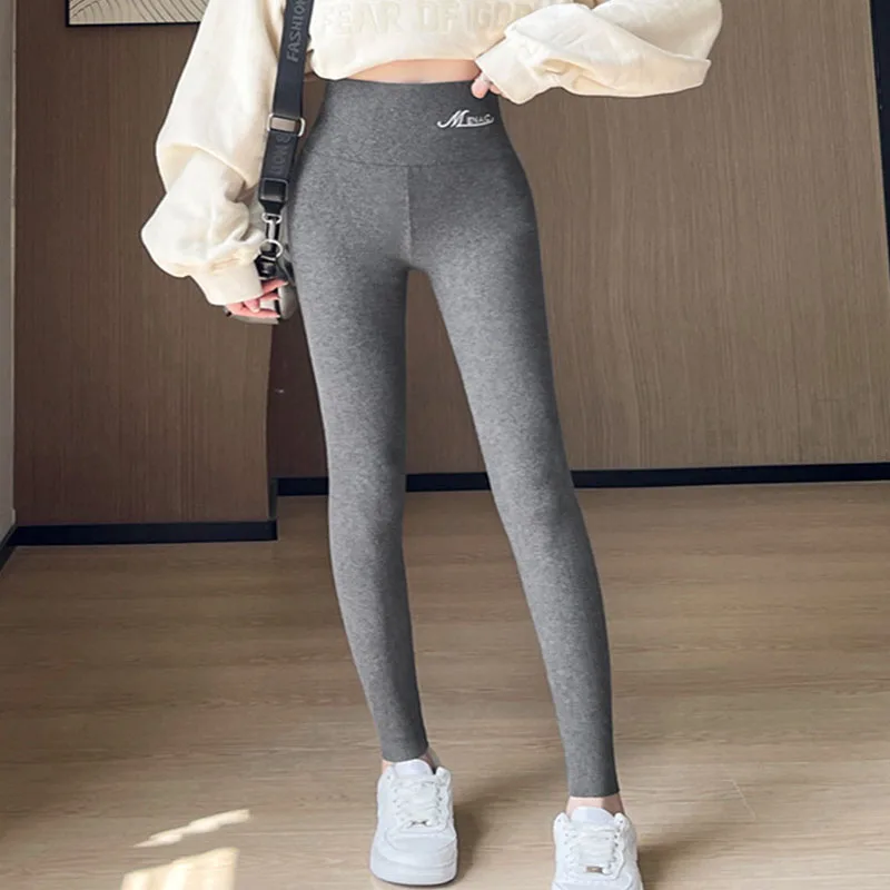 

Women Leggings Thermal Pants Double-Sided Velvet High Stretch Trousers Solid Color Autumn Winter Female Thicken Warm Leggings