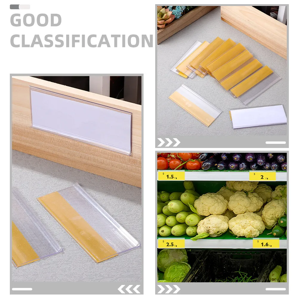 30pcs Clear Adhesive Price Label Holders for Supermarket Shelf Display & Book Classification