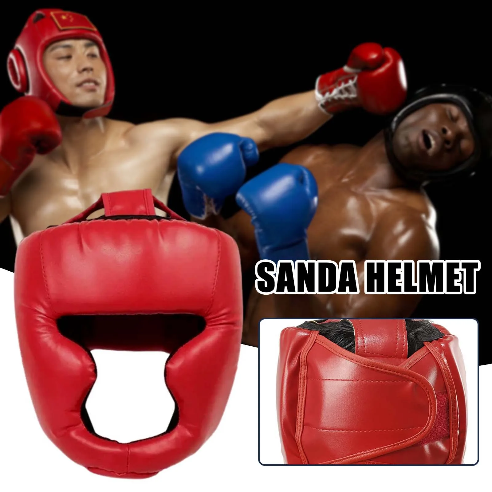 

Adults Taekwondo Helmet Martial Arts Full-covered PU Sparring Headgear Suitable for Muay Thai Training