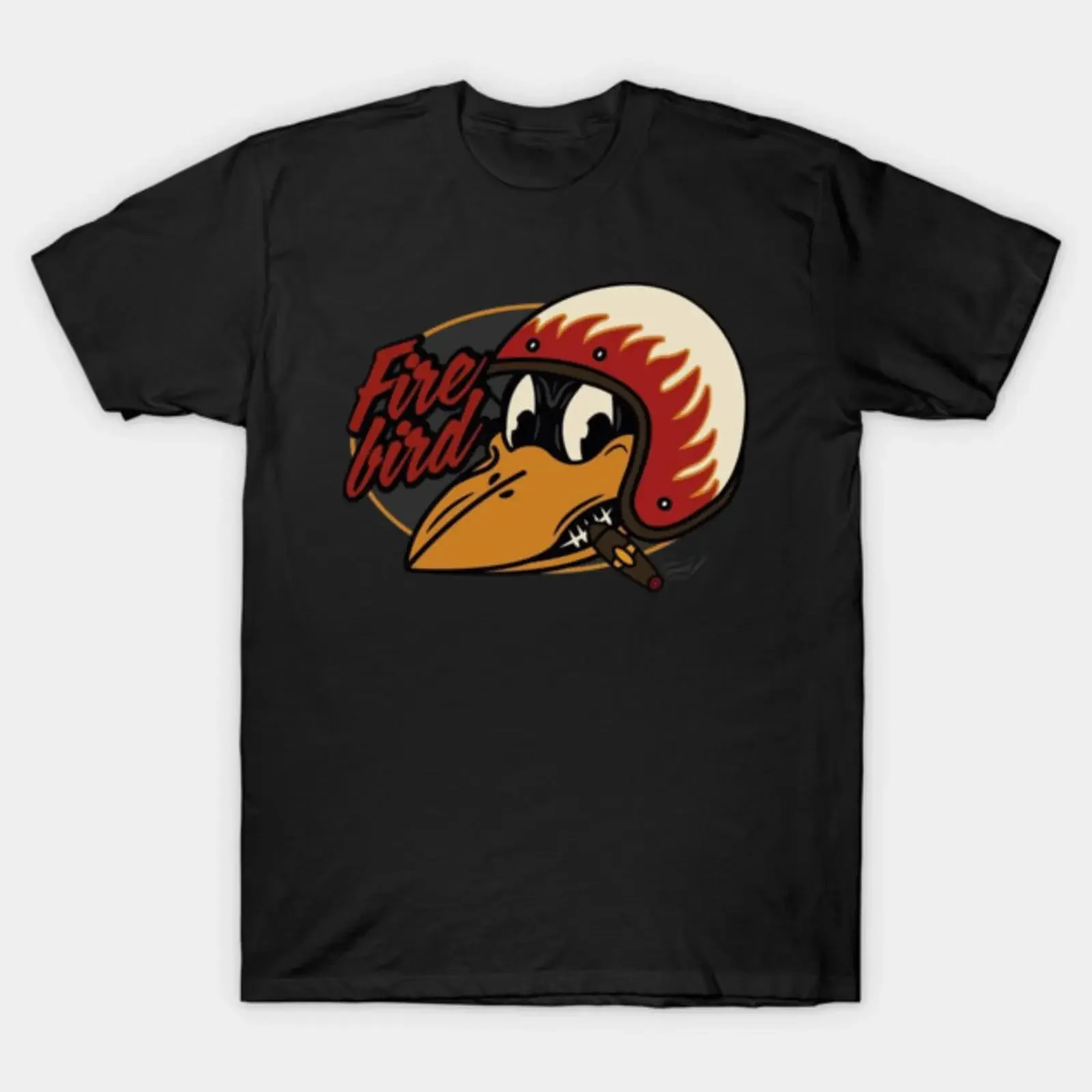 Firebird Biker Bird Cartoon T Shirt vintage Washed graphic fashion Slightly Casual Top For Everyday Wear homme Stretched Soft