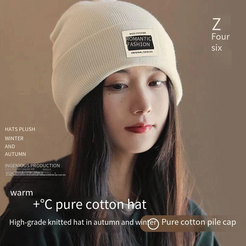 New Fashion Unisex Wrinkle-Resistant Solid Color Advanced Pile Hat Joker Letter Embroidered Cold Hat Warm Hat In Autumn Winter