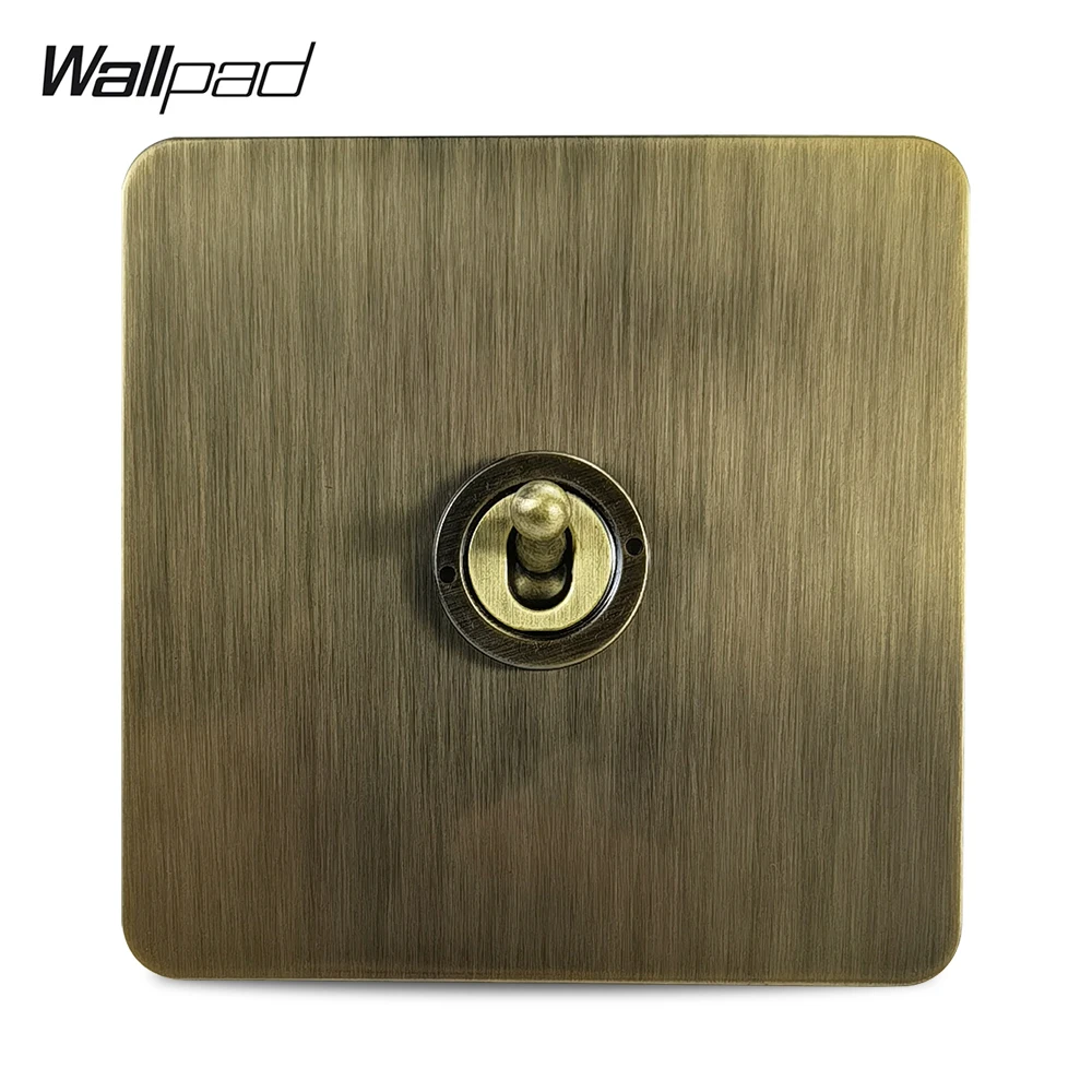Antiek bronzen stalen plaat wandschakelaar retro schakelaar, 2-weg dimmer 1-4 gangen, EU-standaard stopcontact
