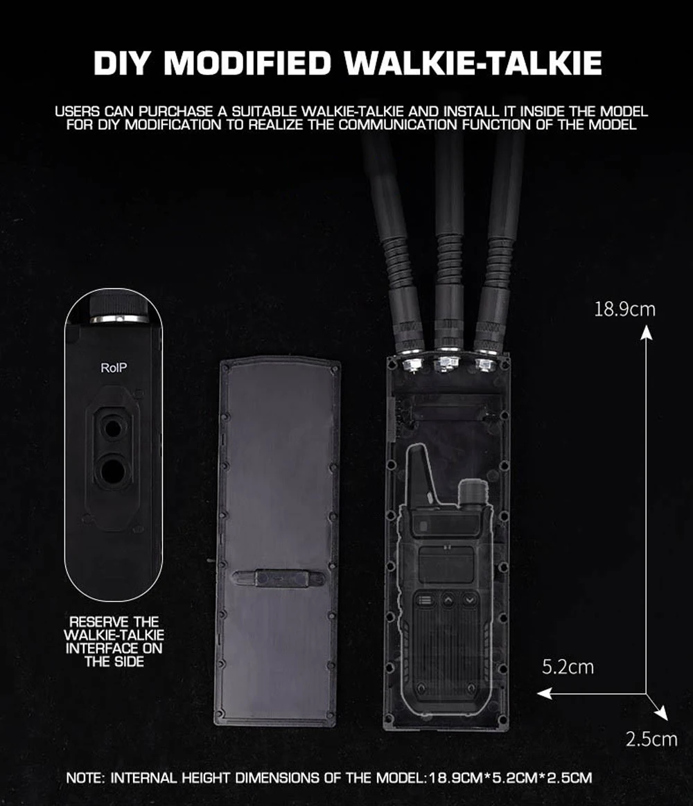 MPU5 Radio Modell Dummy DIY Walkie-Talkie Transceiver Dummy Modell CS Airsoft Paintball Wargame Radio Interphone Prop Modell – Detail 6
