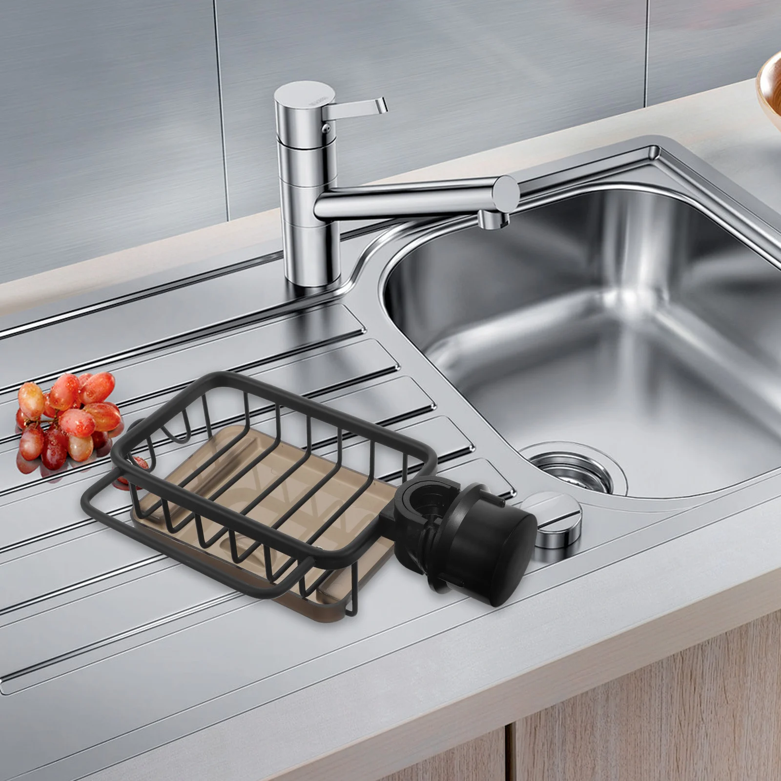 

Kitchen Sink Organizer Rack Black Adjustable Over Faucet Storage Caddy For Sponge Dish Drying Drainage Space Saving Towel