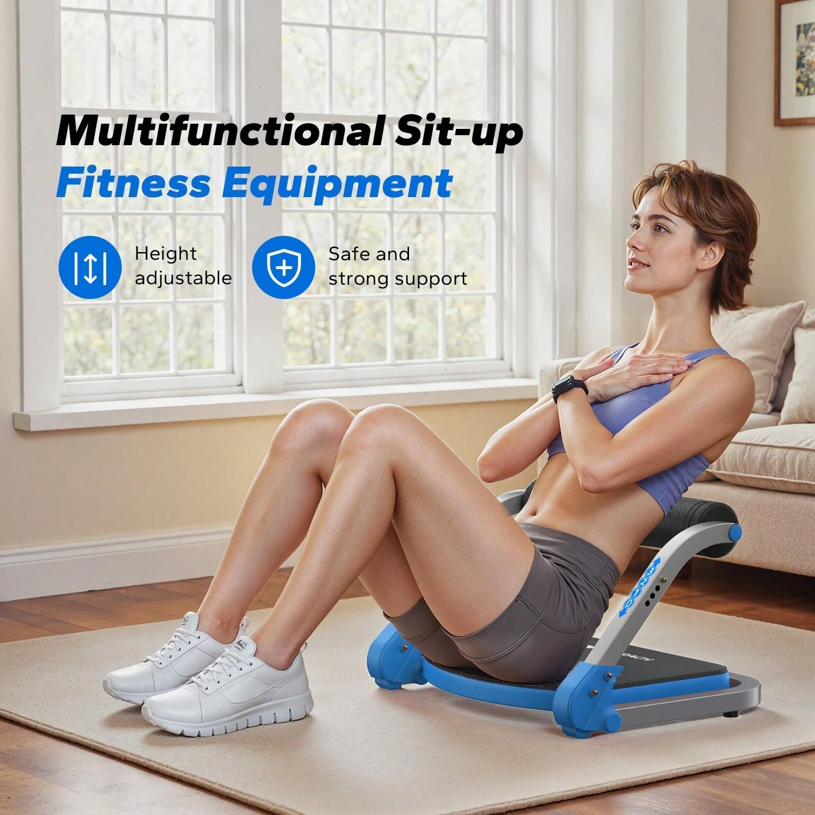 Sit Up Machine, Ab Crunch Machine with Adjustable Resistance Automatic Rebound, Ab Workout Equipment for Home Gym