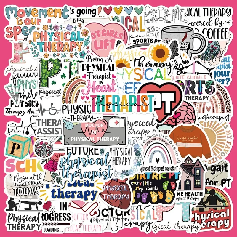 50pcs Colorful Physical Therapy English Series Graffiti Stickers Suitable for Helmet Desktop Wall Decoration DIY Sticker Pack