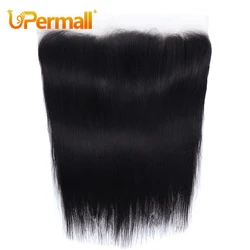 Upermall Pre Plucked Swiss 4x4 Lace Closure 13x4 Frontal Transparent Can Be Bleached Brazilian Human Hair Straight Body Wave