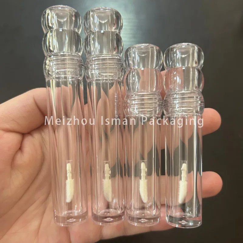 

50pcs full clear ball shape top cosmetic round plastic lip oil container makeup lip gloss tubes empty 5ml 3ml with brush