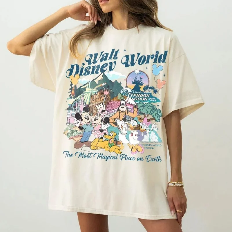 

2025-26 Summer Fashion Mickey T-shirt Y2k Minnie Mouse Hat Printed 100% cotton printed T-shirt Women's Loose Disney T-shirt