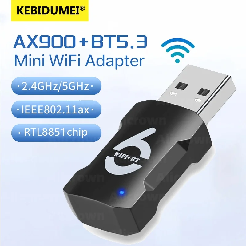 

900 Мбит/с WiFI 6 USB-адаптер Bluetooth 5.3 Беспроводная сетевая карта двухдиапазонный драйвер 2,4/5G Бесплатный USB-ключ для ПК, ноутбука Win 10 11