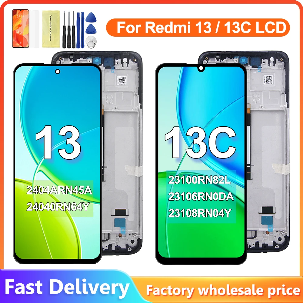 

For Xiaomi Redmi 13C LCD Display Touch Screen with Frame Digitizer Assembly Replacement Part for Redmi 13 Display
