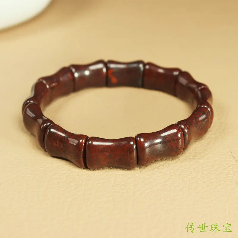 

Natural Chicken Blood Jade Bamboo Bracelet Men Women Healing Gemstone Bangles Fine Jewelry Genuine Chicken Blood Stone Bracelets