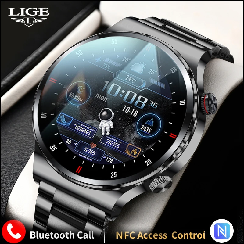 LIGE NFC Bluetooth Call Smart Watch Men 2023 Sport Bracelet  ECG+PPG Waterproof Custom Watch Face Men SmartWatch For IOS Android