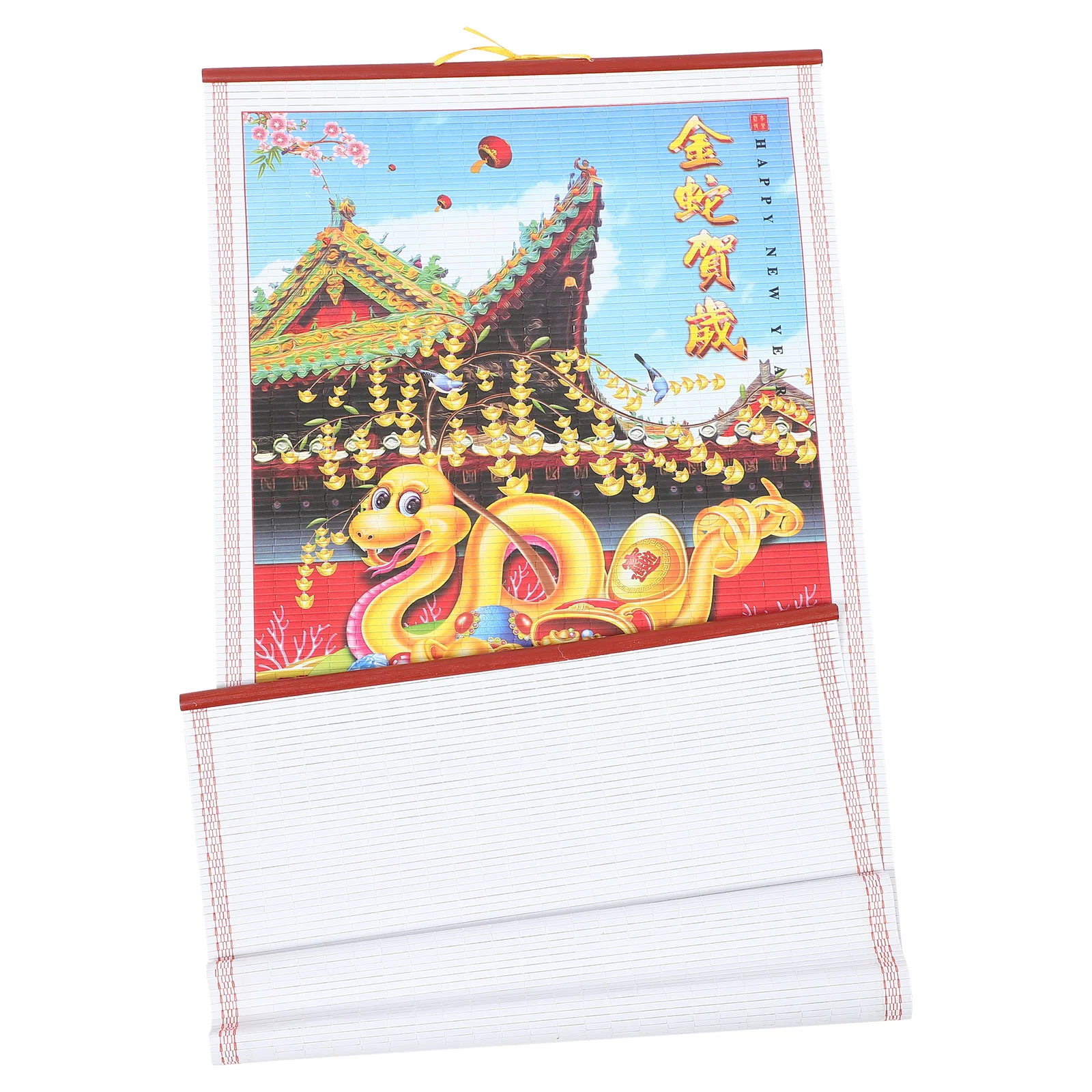 Imitation Rattan Calendar Wall Chinese Monthly Zodiac Scroll 2025 Traditional Paper